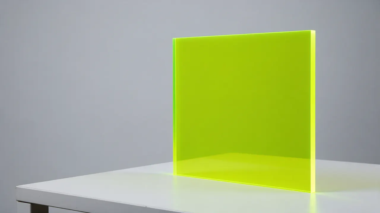 Plexi fluo: formatka ustawiona na krawędzi, wizualizacja poglądowa
